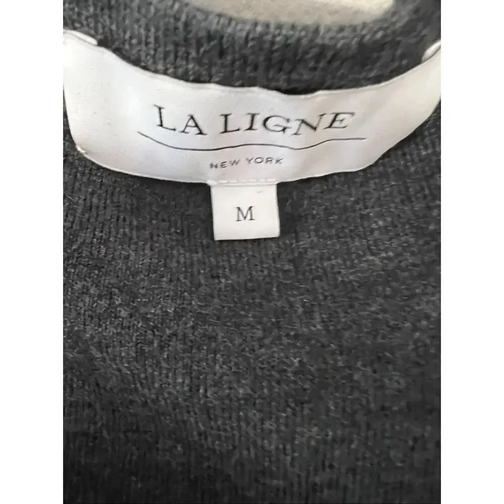 La Ligne Womens Gray Merino Wool Blend Long Sleeve Pleated Dress Medium NWOT